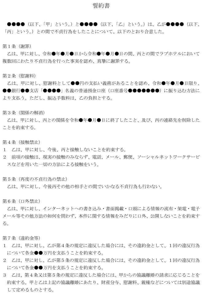 浮気・不倫誓約書【無料テンプレート】１