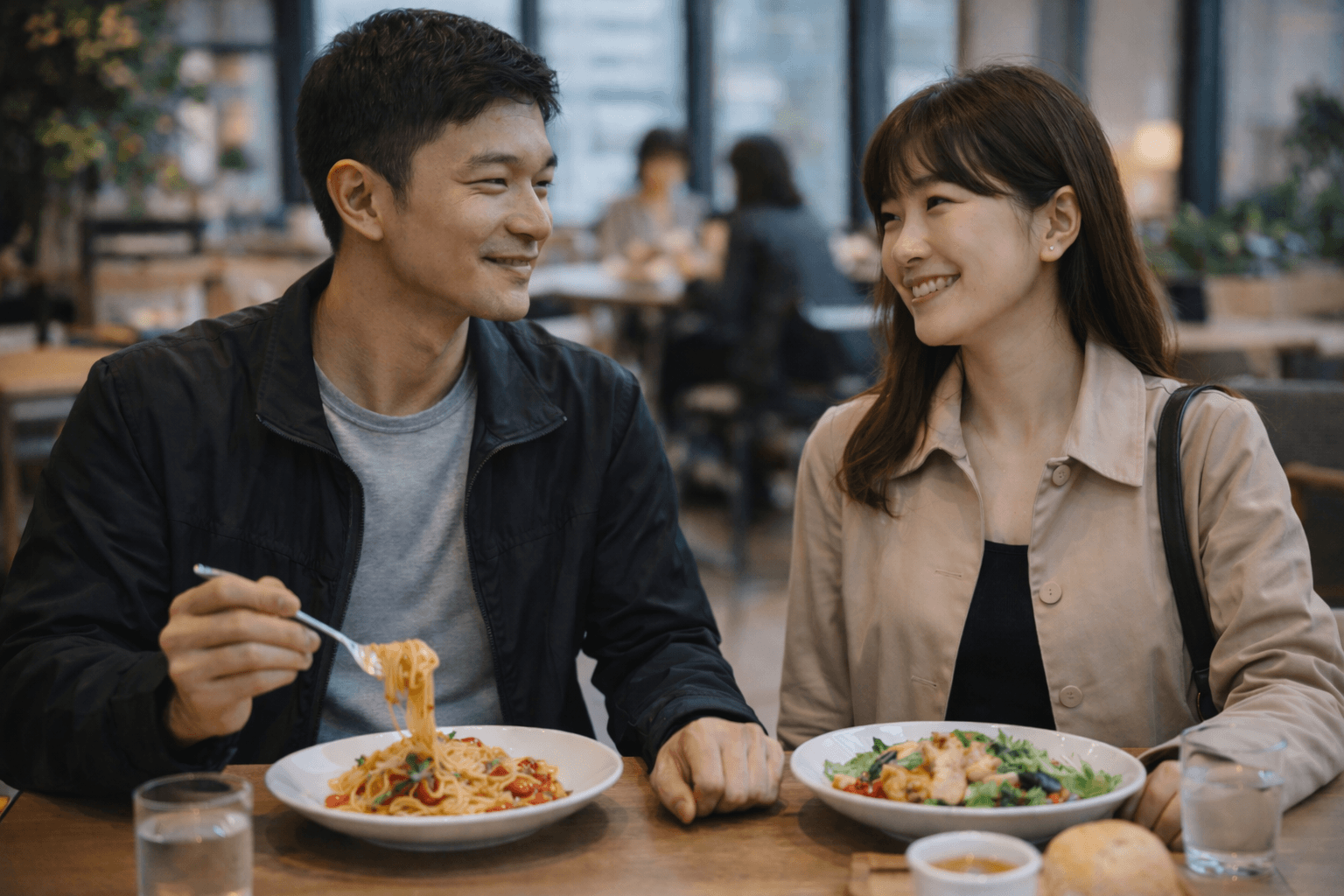 食事をしているだけの写真｜不倫の証拠となりにくい写真３