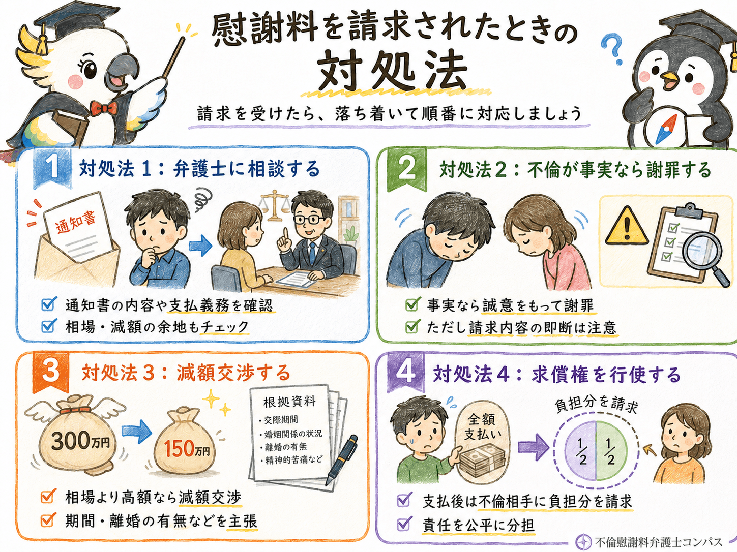 ７章 不倫慰謝料を請求された場合の対処法４つ