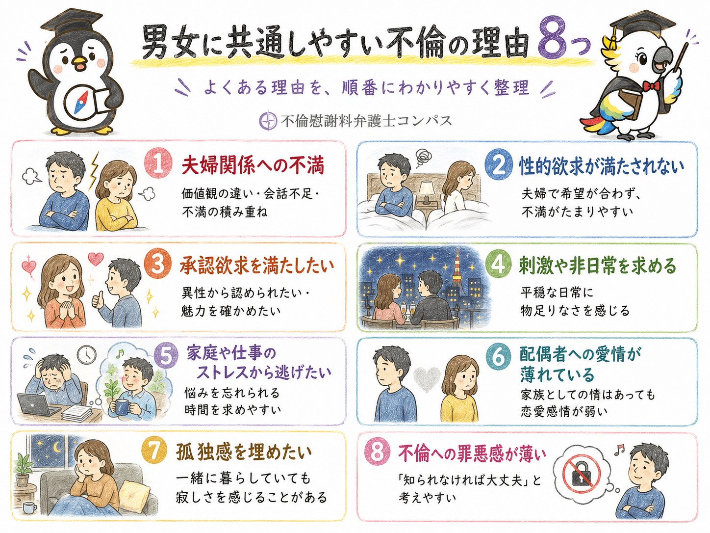 １章　男女に共通しやすい不倫の理由８つ
