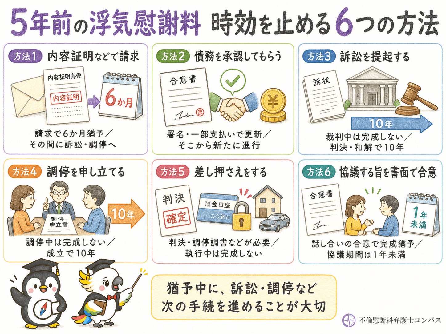 ５章　５年前の浮気慰謝料の時効を止める方法６つ