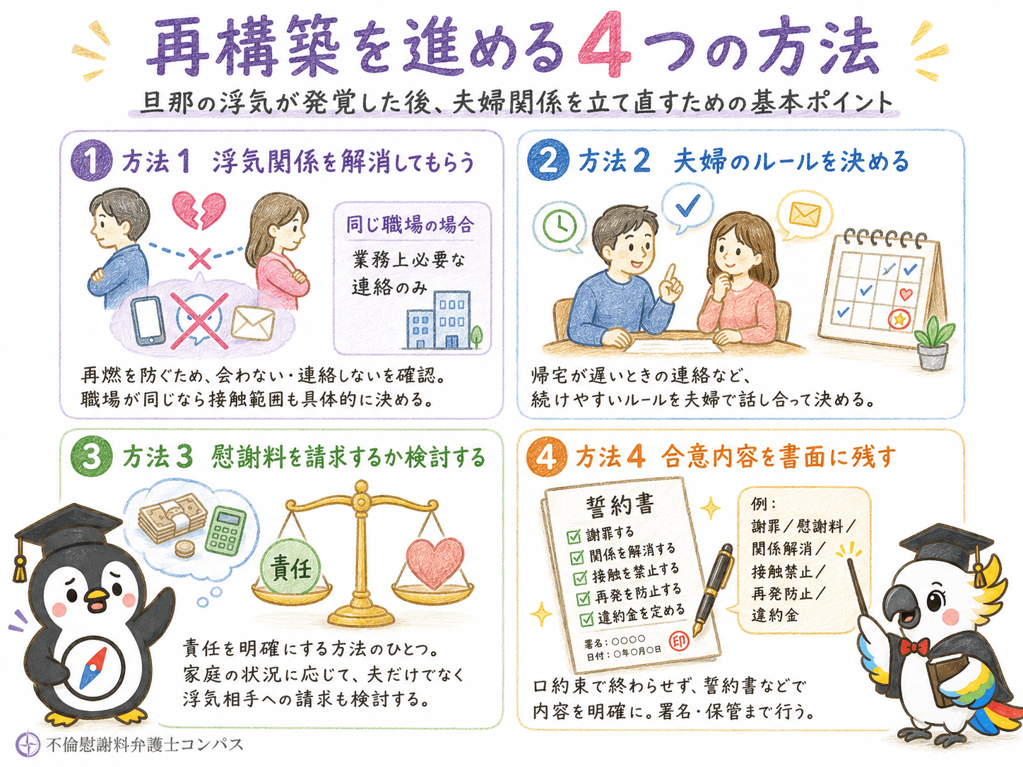 ７章　【対処法】旦那の浮気で賢い妻が再構築を進める方法４つ