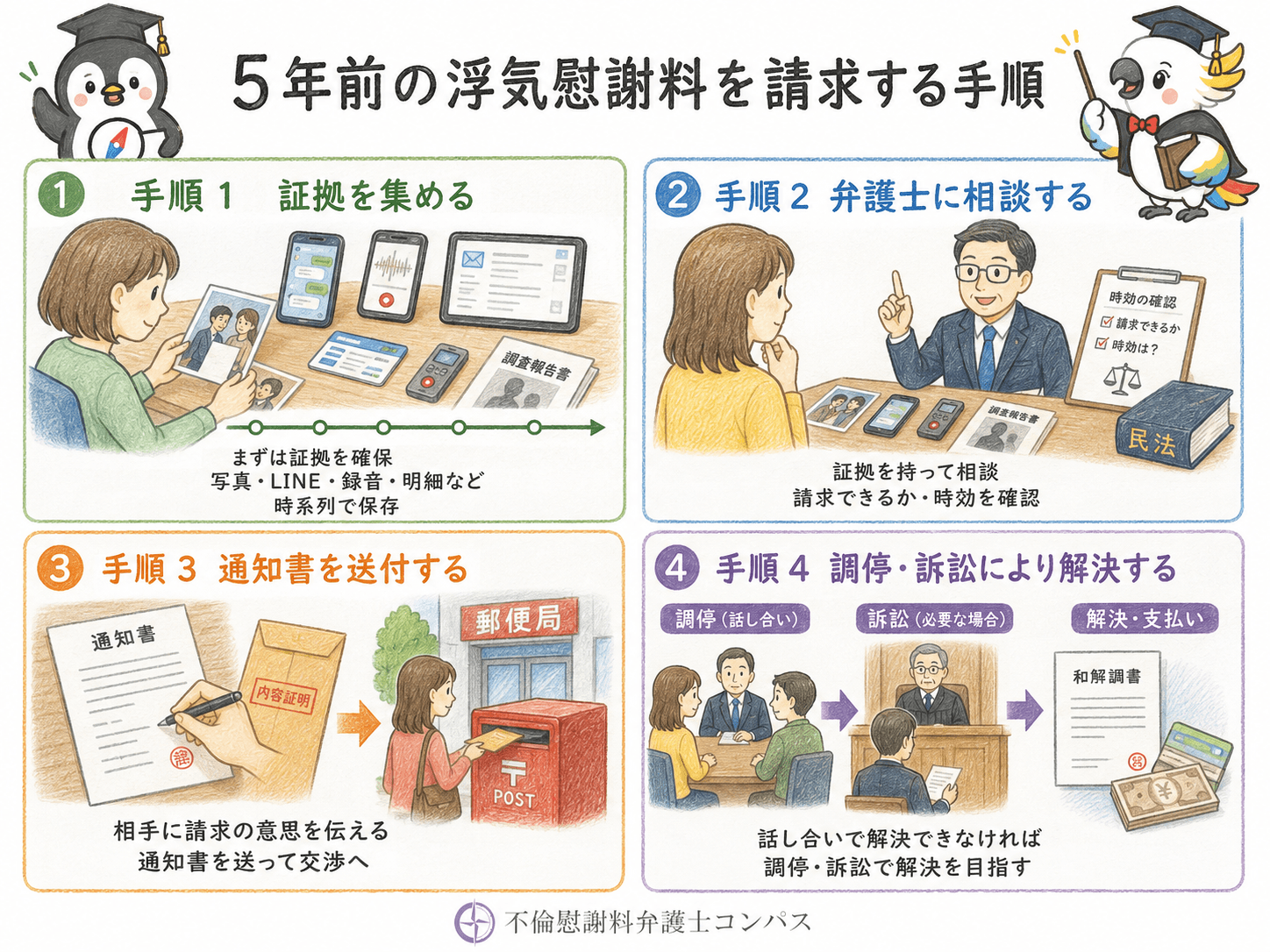 ７章　５年前の浮気慰謝料を請求する手順４つ