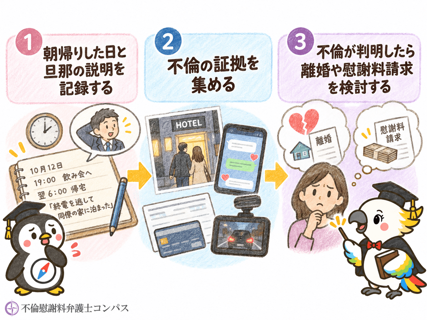 ７章　旦那の朝帰りで不倫が疑われる場合の対処法３つ