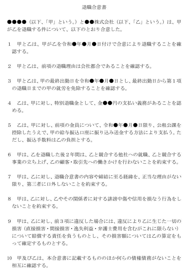 退職合意書