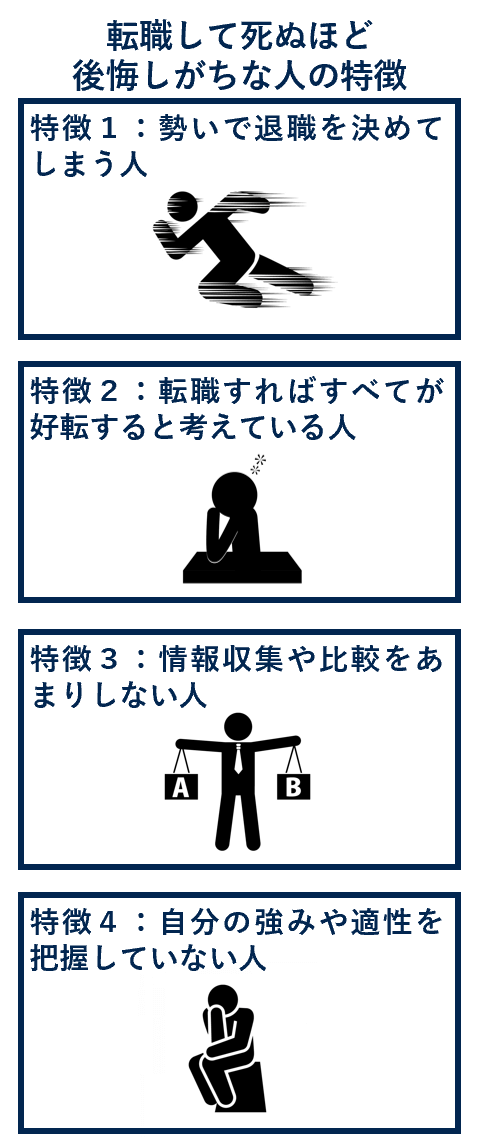 転職して死ぬほど後悔しがちな人の特徴４つ