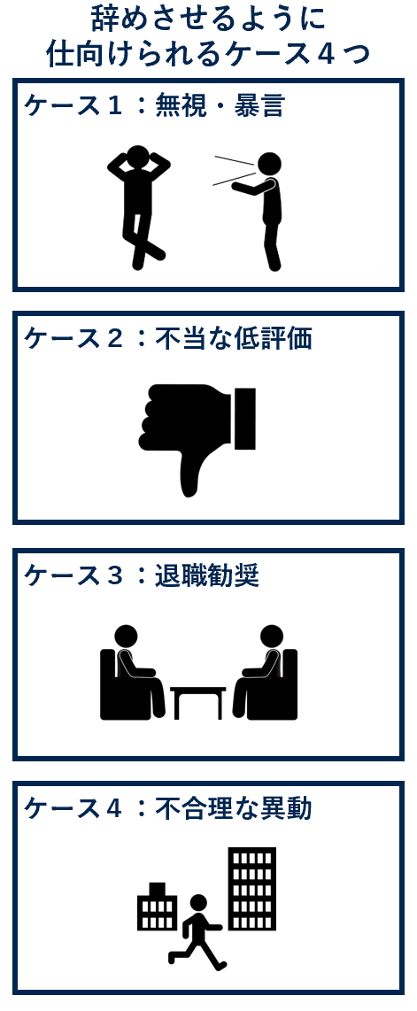 辞めさせるように仕向けられるケース４つ