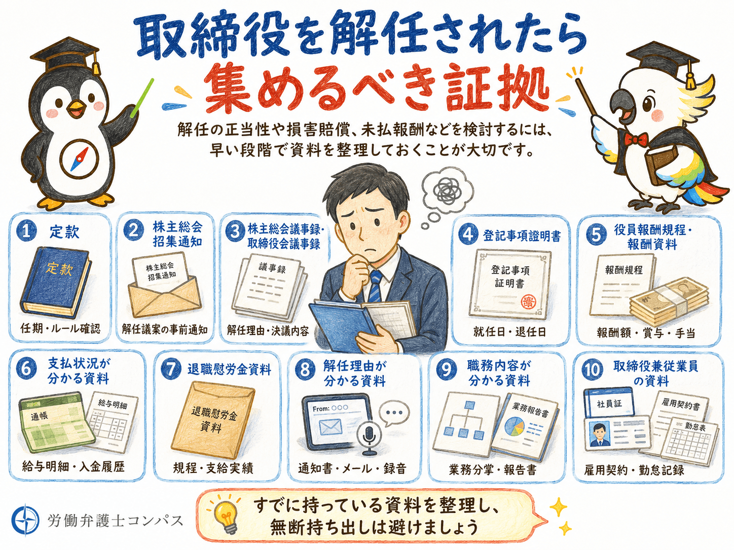 取締役を解任されたら集めるべき証拠