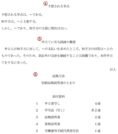 労働審判申立書 書式③