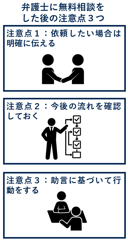 弁護士に無料相談をした後の注意点３つ