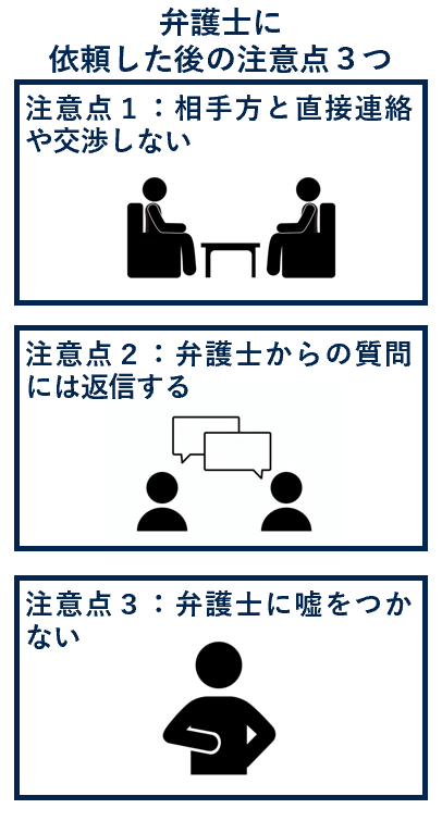 弁護士に依頼した後の注意点３つ