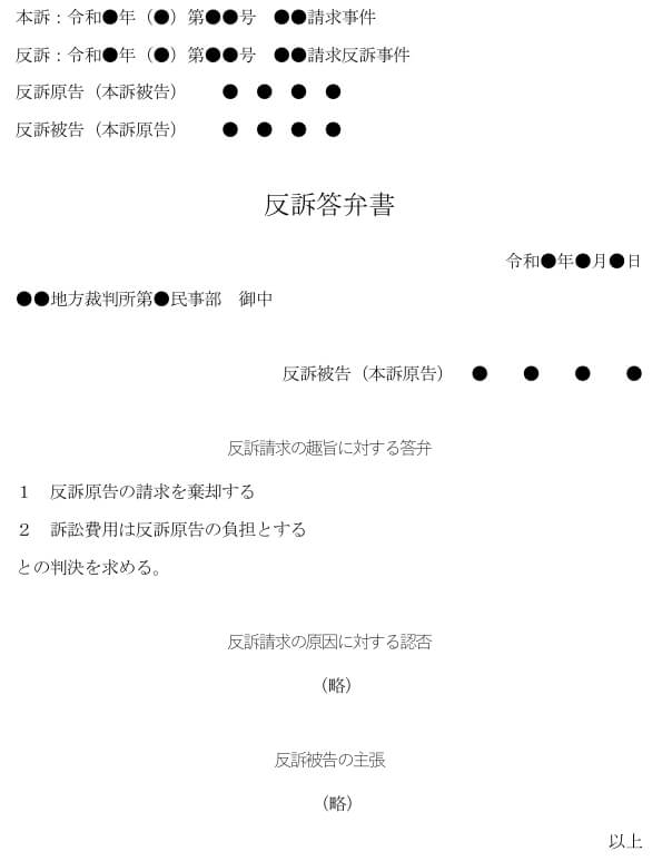反訴答弁書