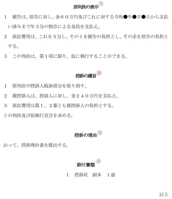 控訴状｜書式２