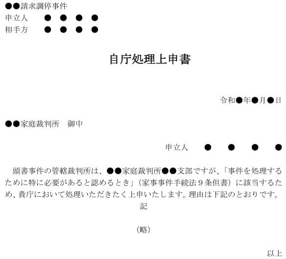 自庁処理上申書