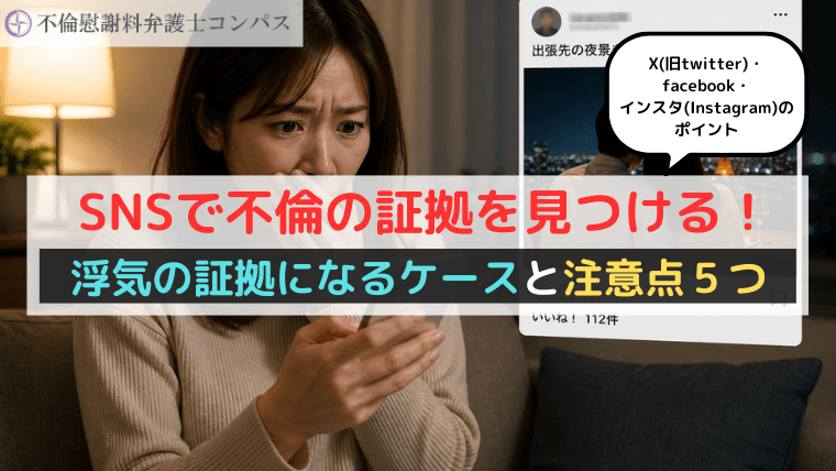 SNSで不倫の証拠を見つける！浮気の証拠になるケースと注意点５つ 【X(旧twitter)・facebook・インスタ(Instagram)のポイント】