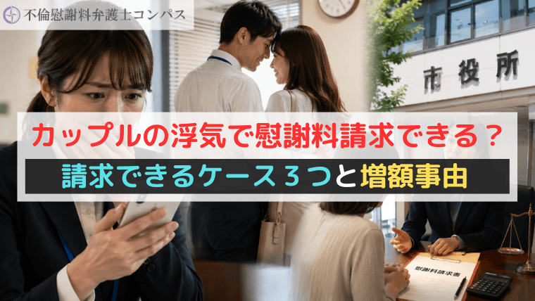 カップルの浮気で慰謝料請求できる？請求できるケース３つと増額事由